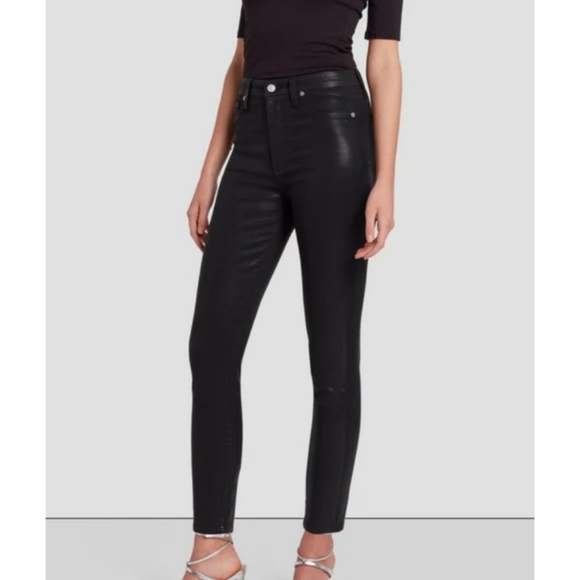 7 For All Mankind Denim - NEW * 7 For All Mankind  HIGH WAIST ANKLE SKINNY IN COATED BLACK 27